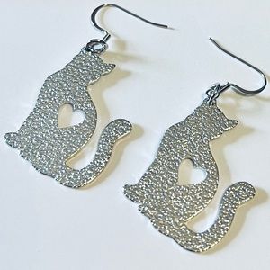 Silver Cat Earrings